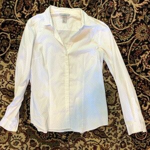 H&M White Casual Button Down Shirt with Long Sleeves